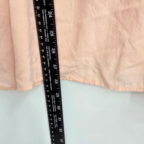 LOFT Womens Peach Rayon Roll Tab Sleeve Button Henley Blouse Top Size XL - Picture 10 of 11